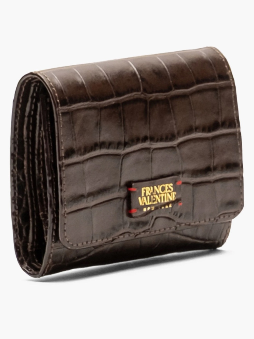 Frances Valentine Perfect Croc-Embossed Leather Tri-fold Wallet-NWT